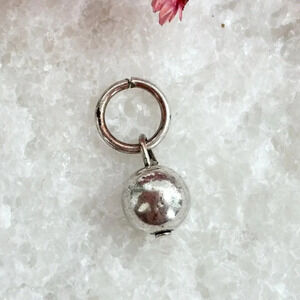 Tiny Dainty silver tone Ball Shaped Vintage Pendant | Charm | Trinket